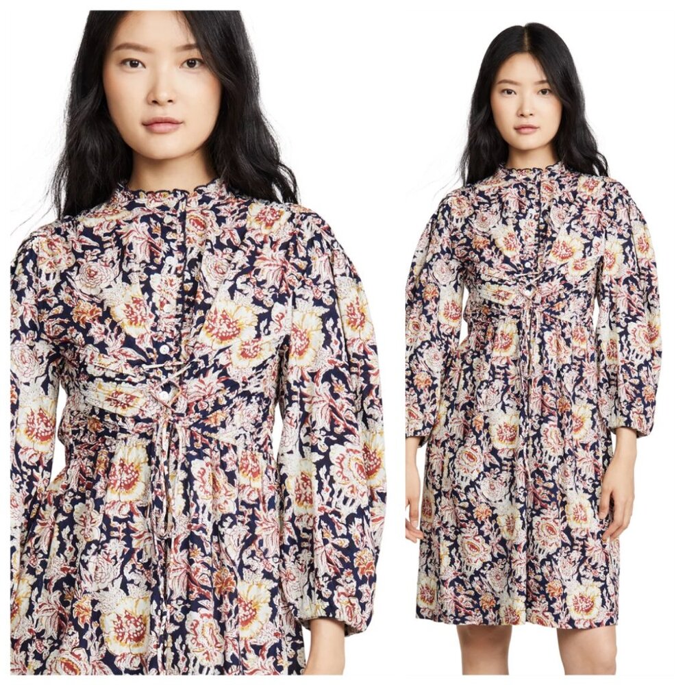 ANTIK BATIK Andre Floral Cotton Mini Long Sleeve Dress , size Extra Small - Picture 15 of 15